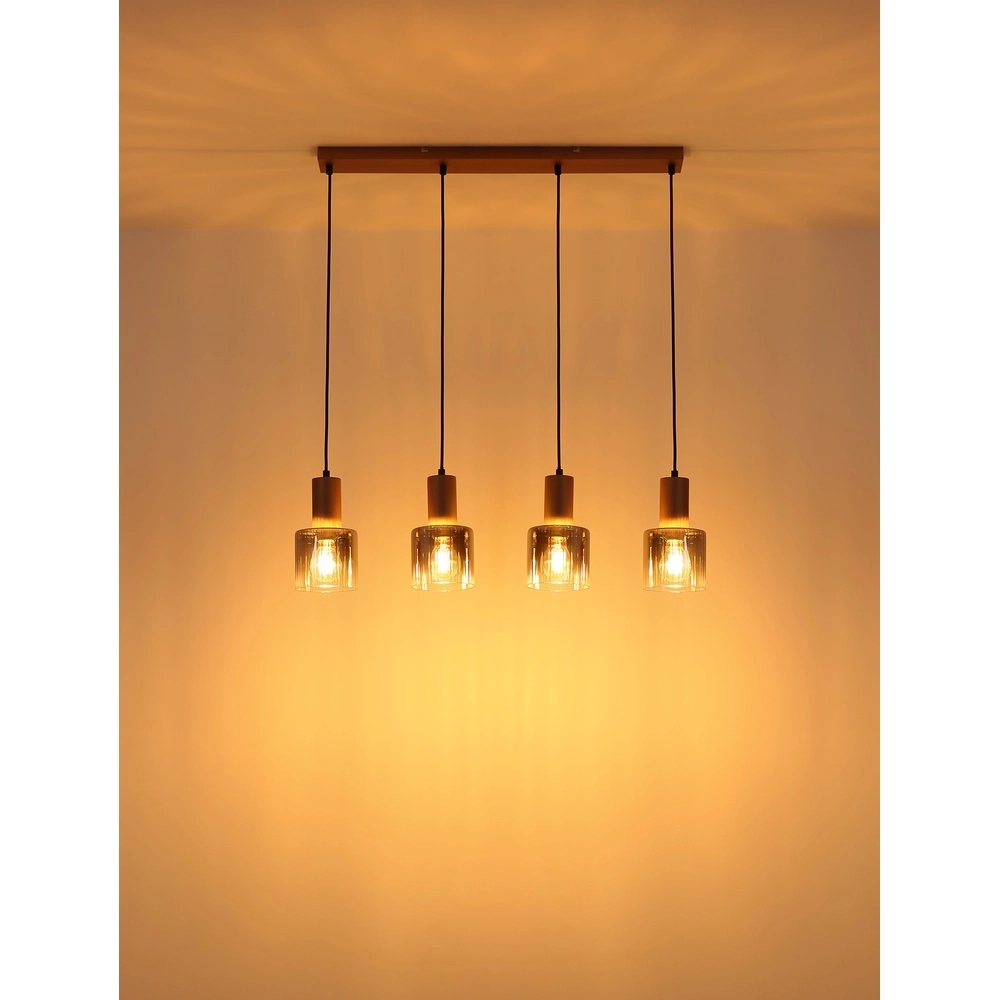 Pendant lamp Walton 4-light coffee brown Globo 9007371586189