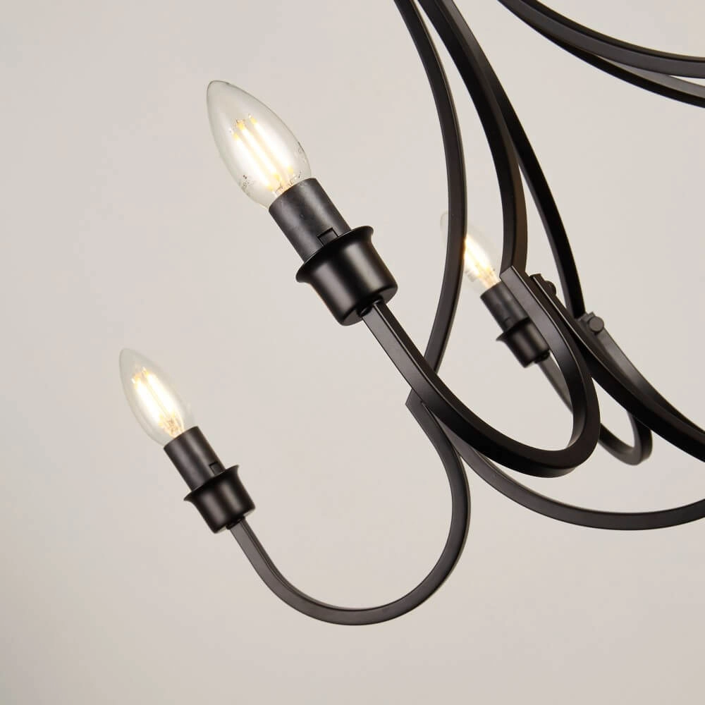 Classic pendant lamp Lodge 5-light black Searchlight 5053423242200