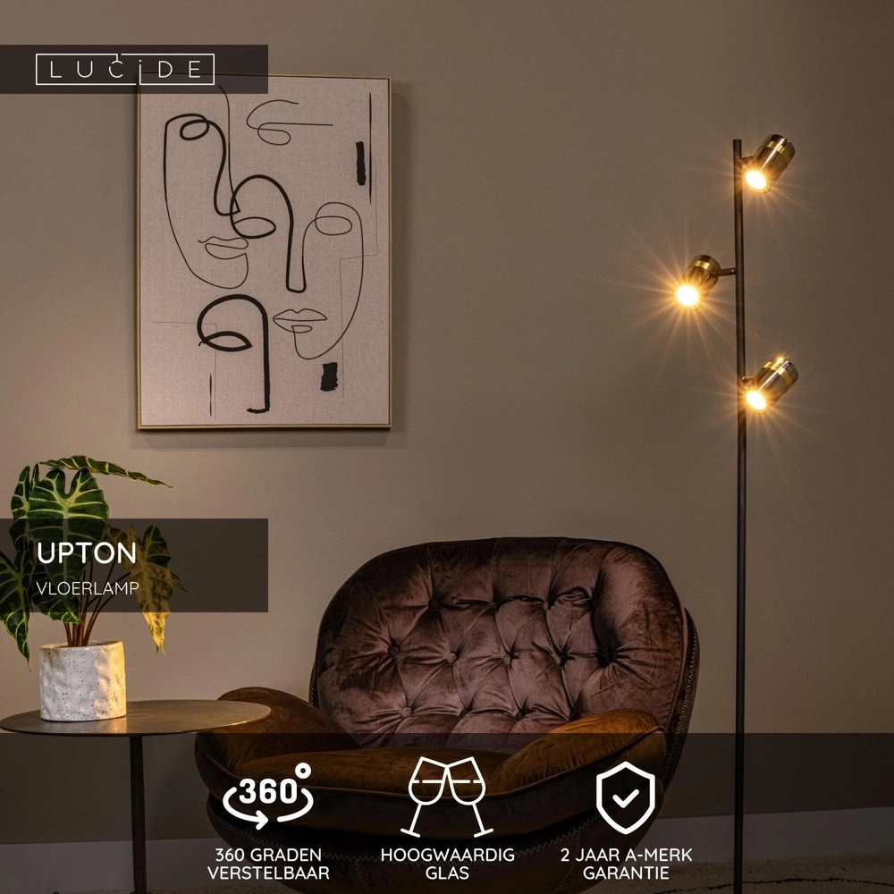 Floor lamp Upton 3-light Lucide 5411212570055