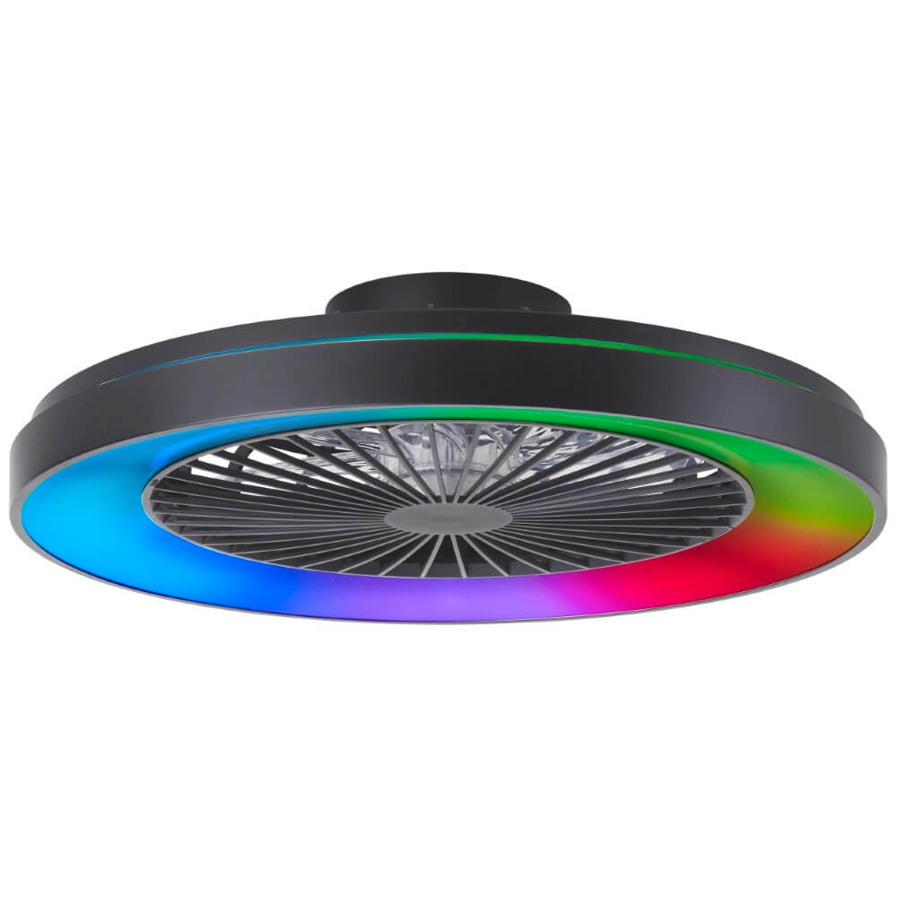 Black ceiling fan Mazzaro with RGB lamp - 58cm