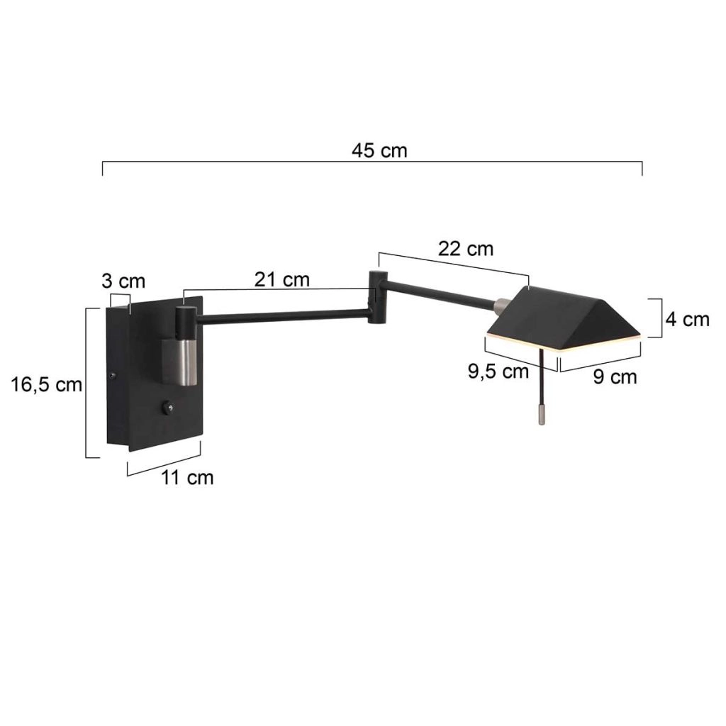 Wall reading lamp Retina Black Steinhauer 8712746165104