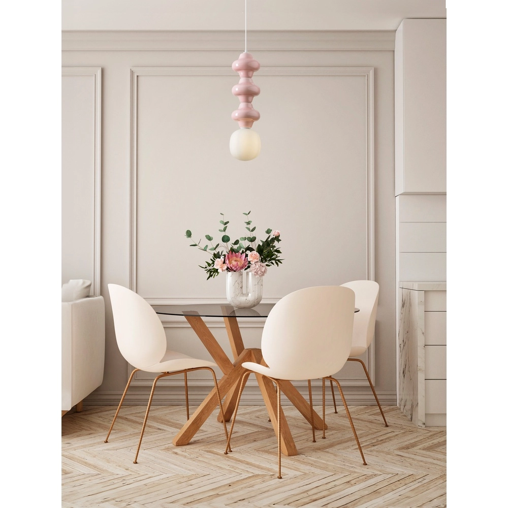 Pendant lamp Clio L pink ceramic with white glass Lyora 5212017461339