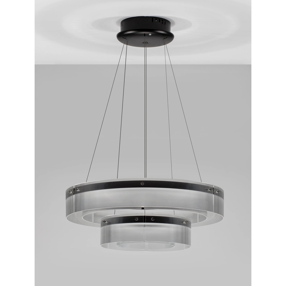 Design pendant lamp Pauline double black with glass Ø 70cm Lyora 5212017445360