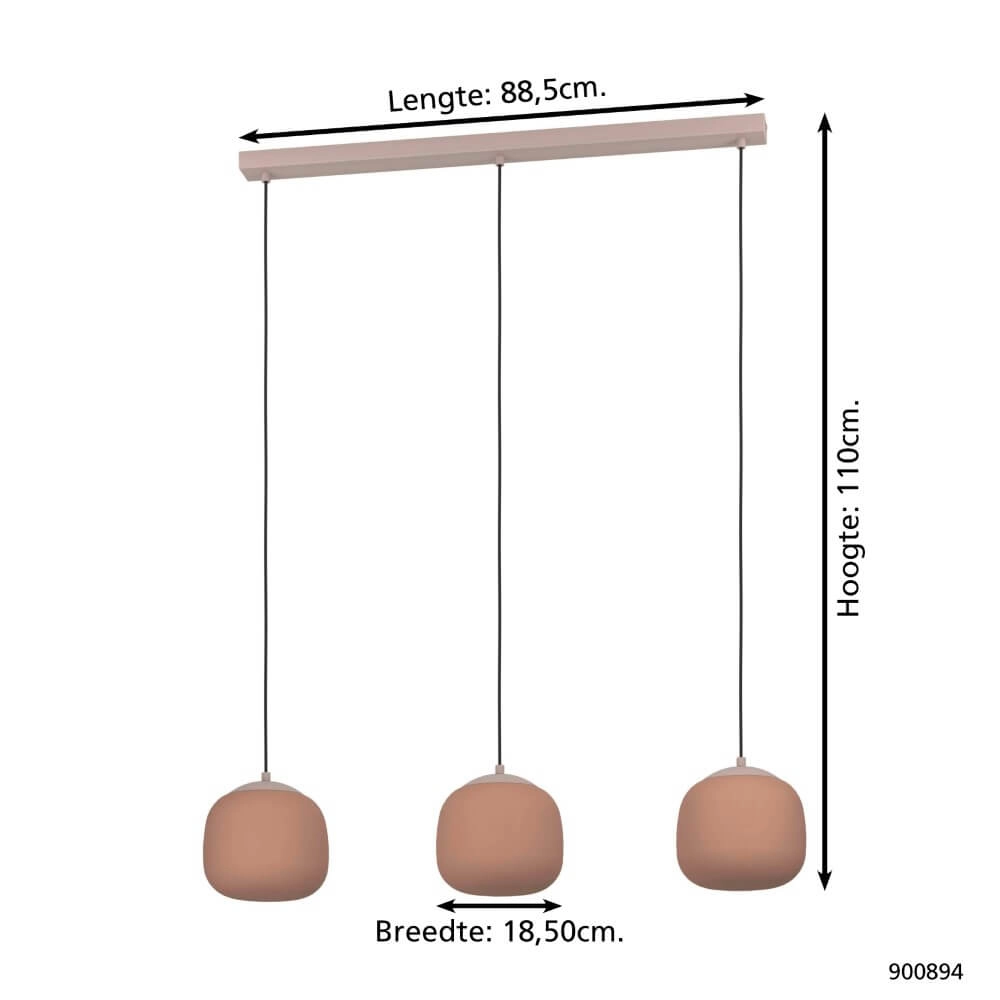 Japandi pendant lamp Cominio 3-light Eglo 9008606274598