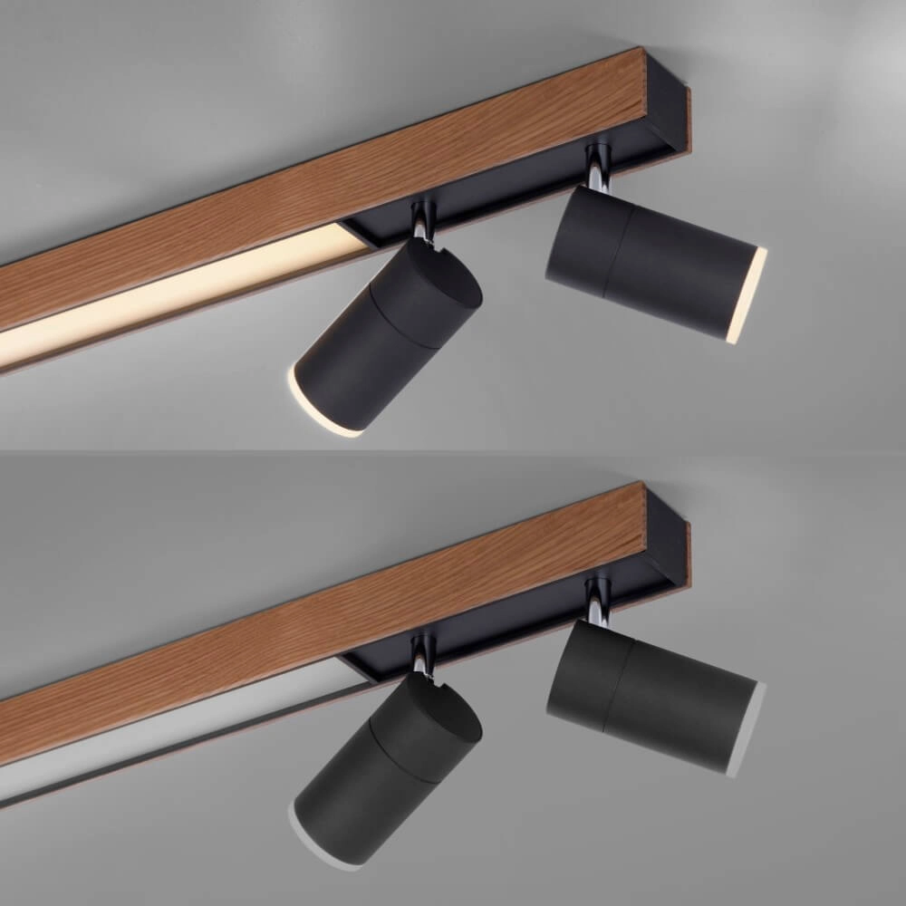 Sleek ceiling lamp Pure Lines Spot wood Paul Neuhaus 4012248374566