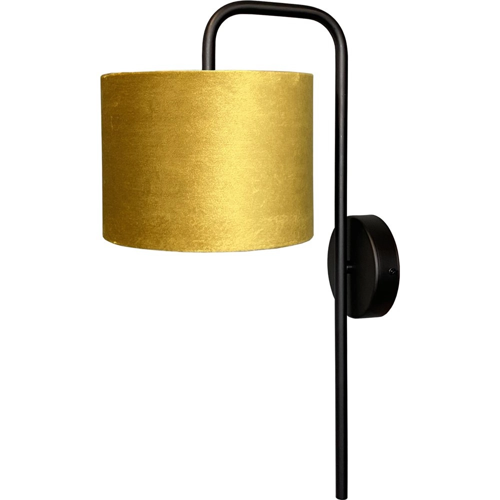 Black wall lamp Venus with gold-colored lampshade