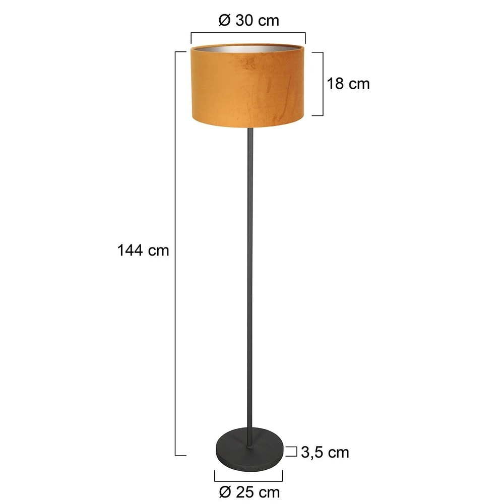 Black floor lamp Noor with golden cap Steinhauer 8712746182361