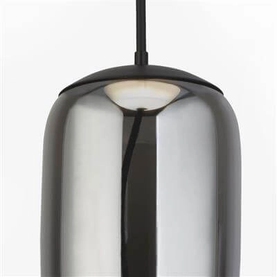 Pendant Lamp Glass Lisbon black with smoke cylinder glass Searchlight 5053423190341