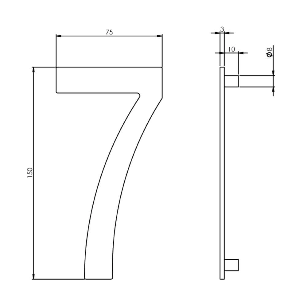 House number 7 Numbra 15cm stainless steel Intersteel 8714186058350