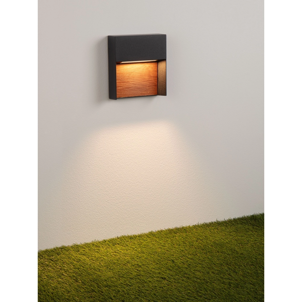 Design wall lamp Noray black with wood - 2700K Lyora 5212063504295