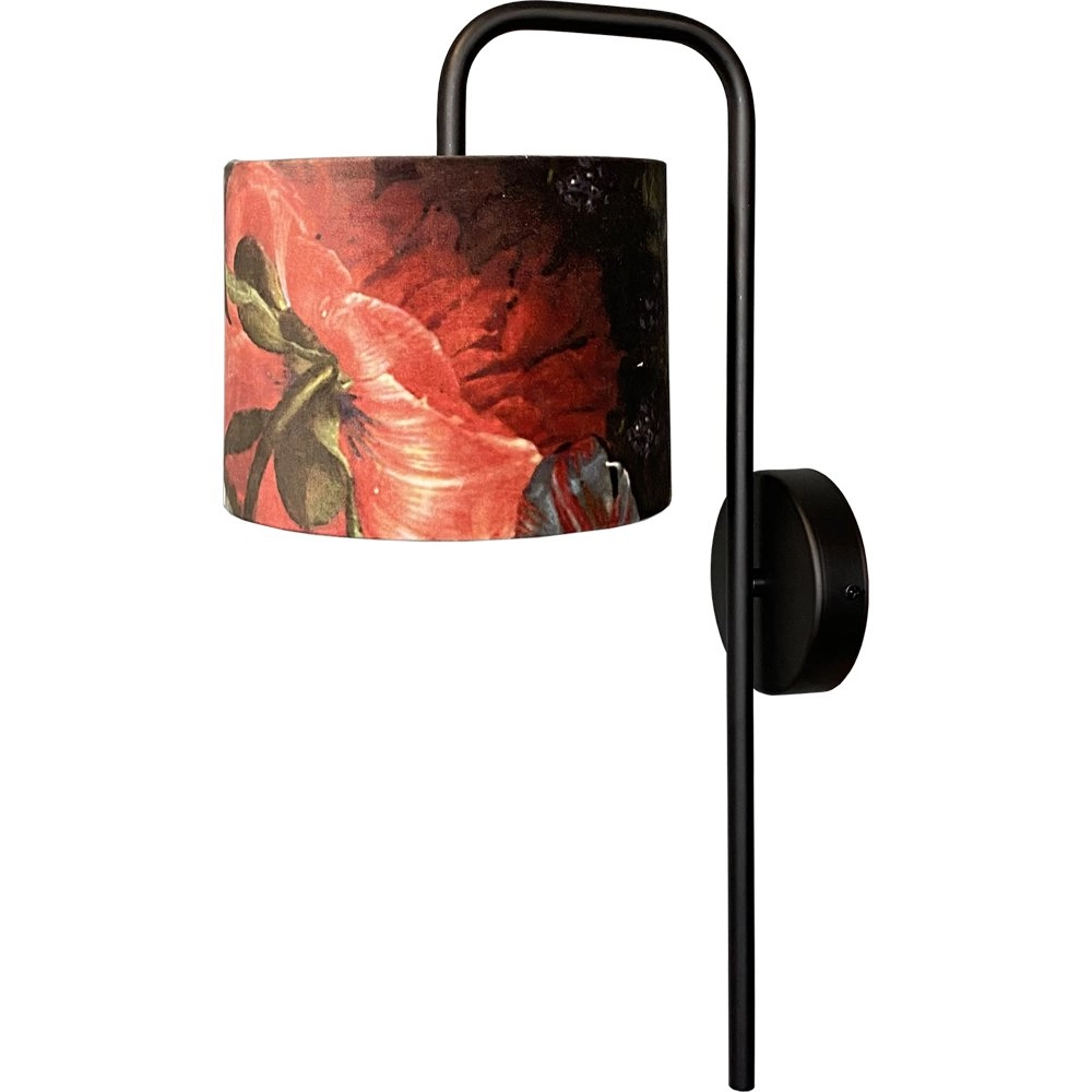 Black wall lamp Venus with Flower lampshade