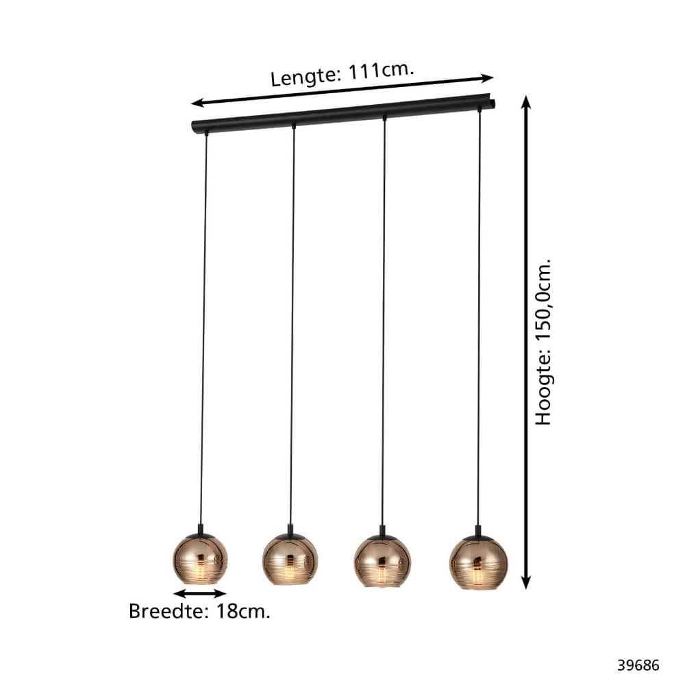 Hanging lamp 4-lights Lemorieta black Stars of Light 9002759396862