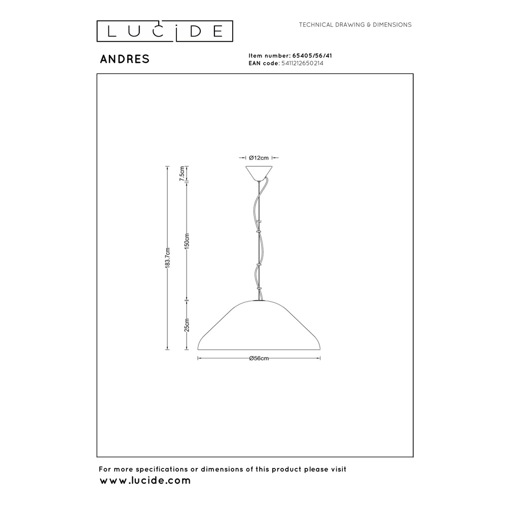 Pendant lamp Andres taupe Ø 56cm Lucide Vibes 5411212650214