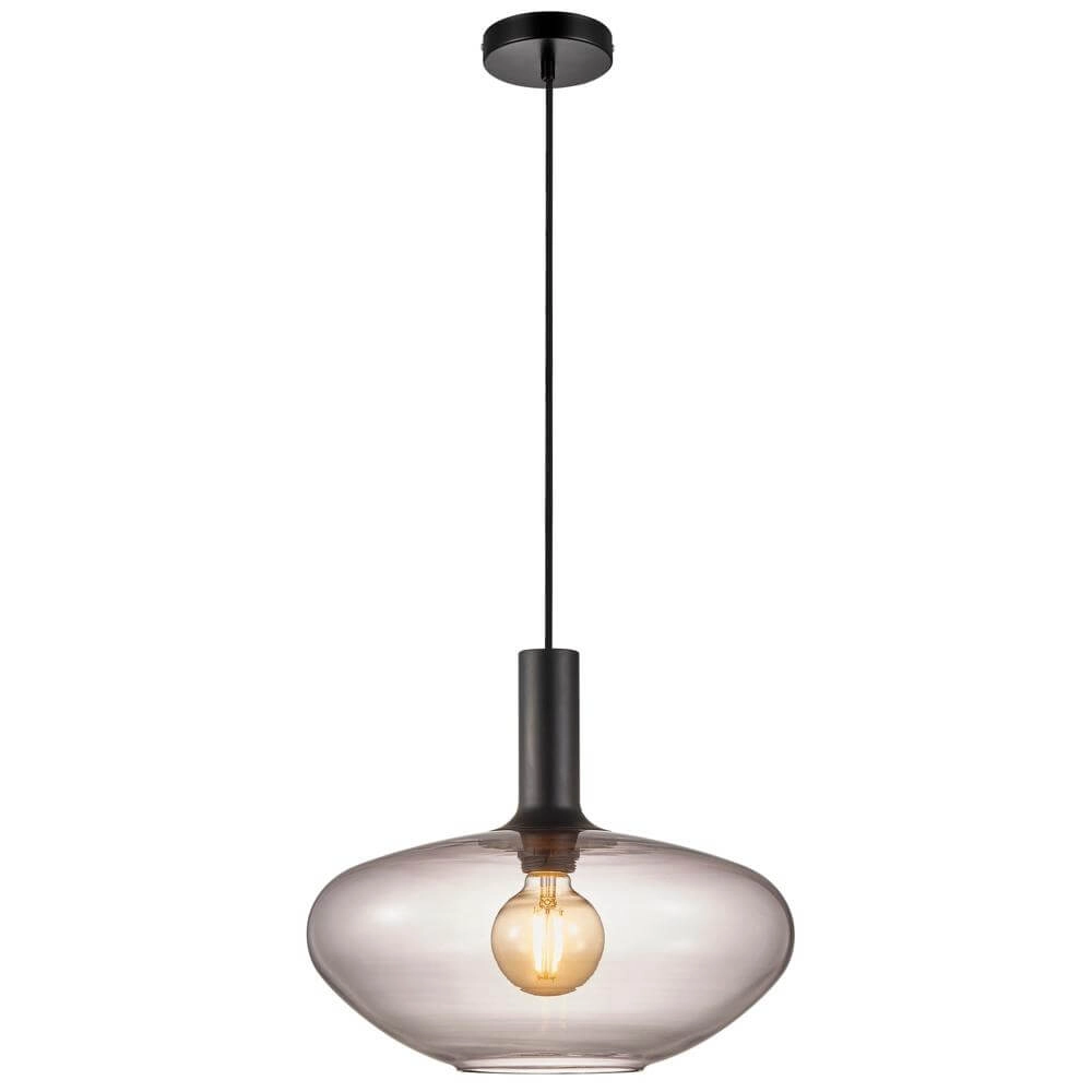 Glass pendant lamp Alton Ø 35cm smoke glass