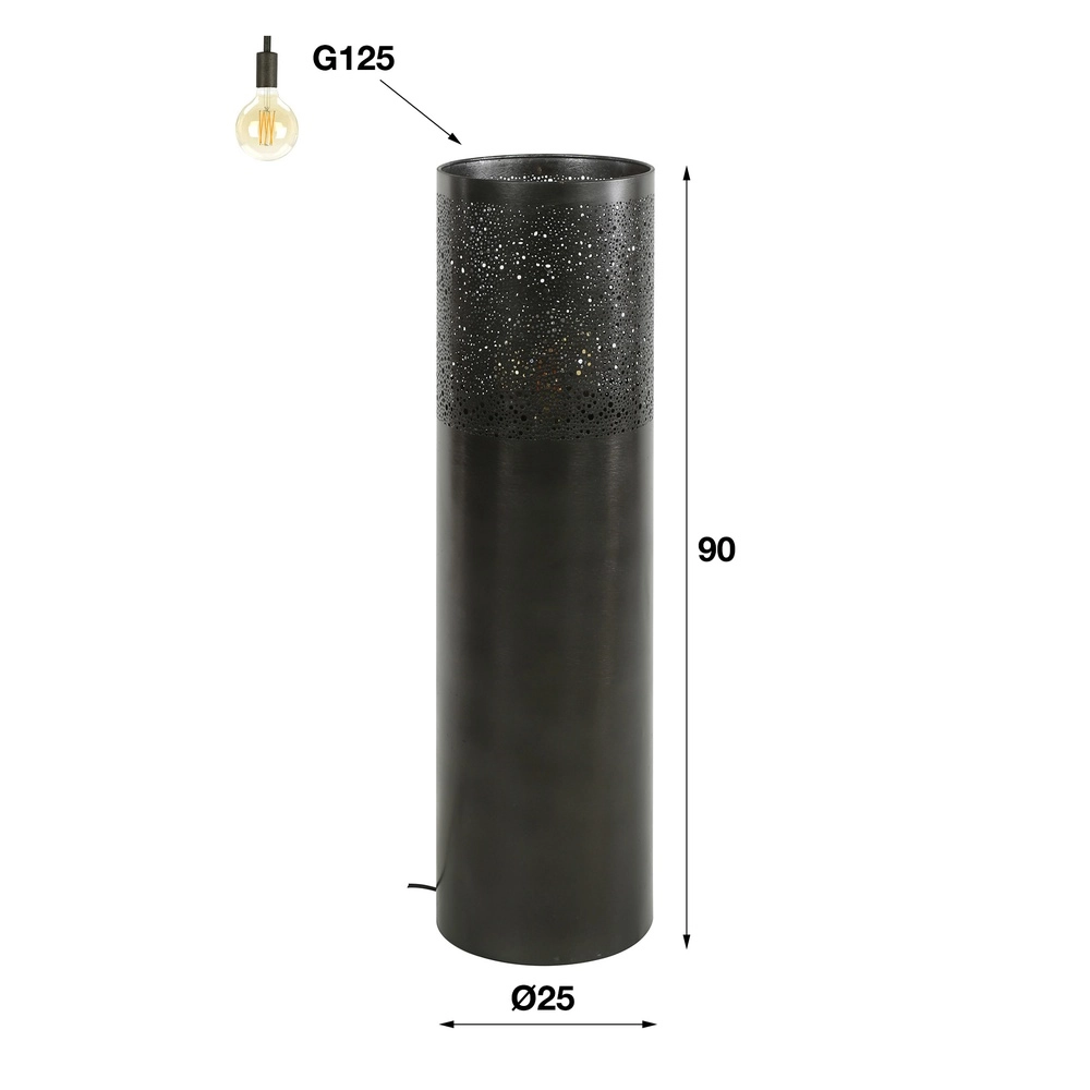 Oriental floor lamp Cylinder 90cm - black nickel Lyora 8716803511293