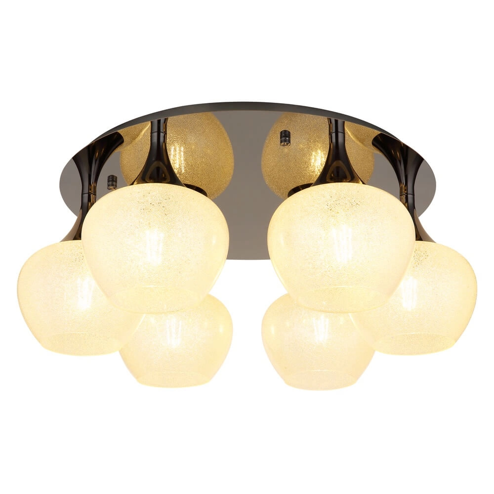 Anthracite ceiling lamp Maxy with white glass 6-lights Ø 65cm