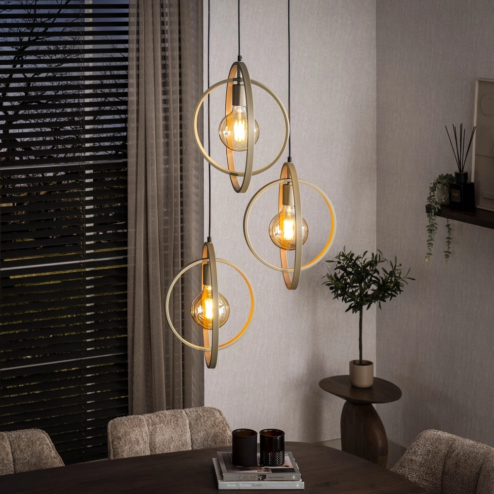 3-light pendant lamp dining table Turn Ø 40cm - sand - excl E27
