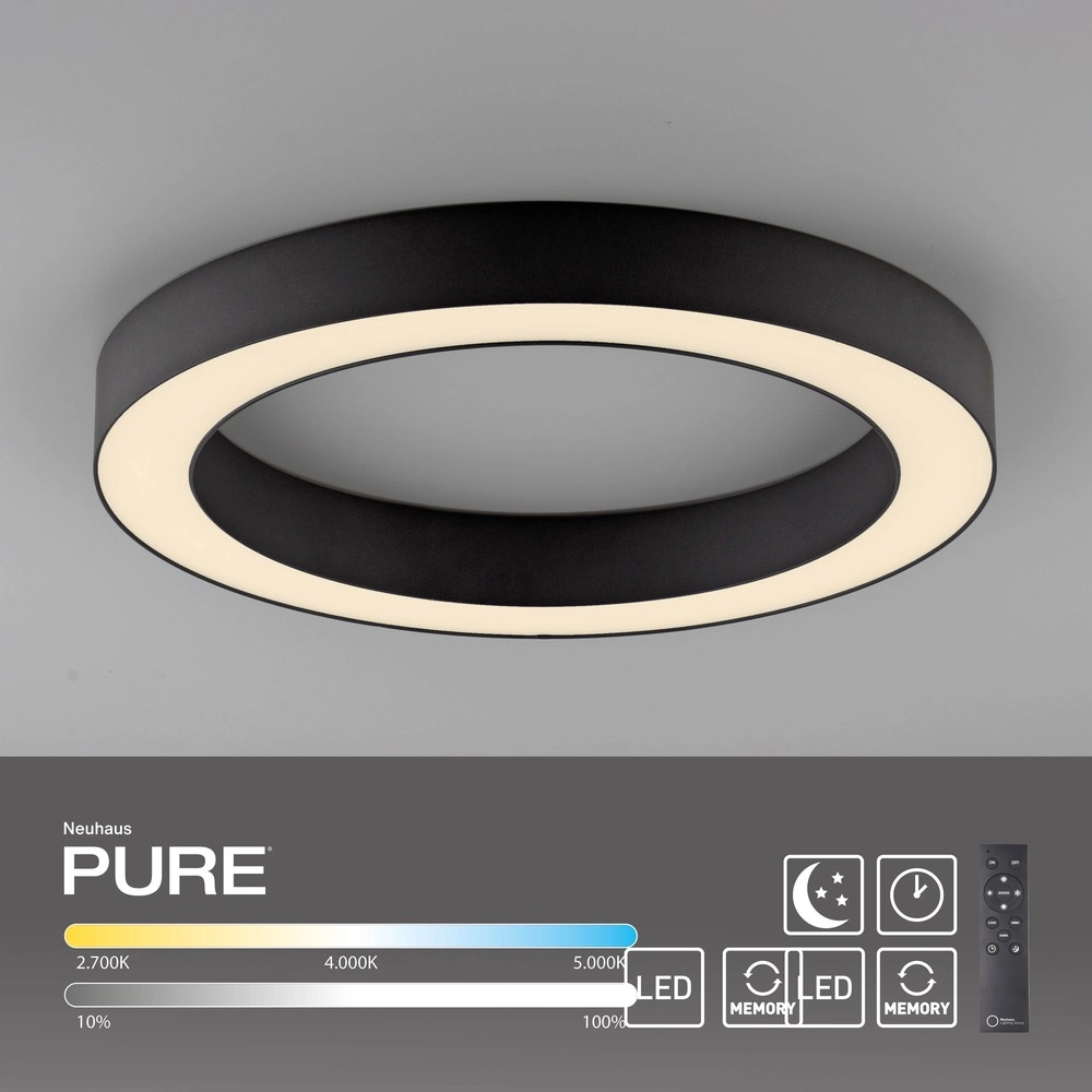 Sleek led ceiling lamp Pure Lines Round Ø 35cm - graphite Paul Neuhaus 4012248395219