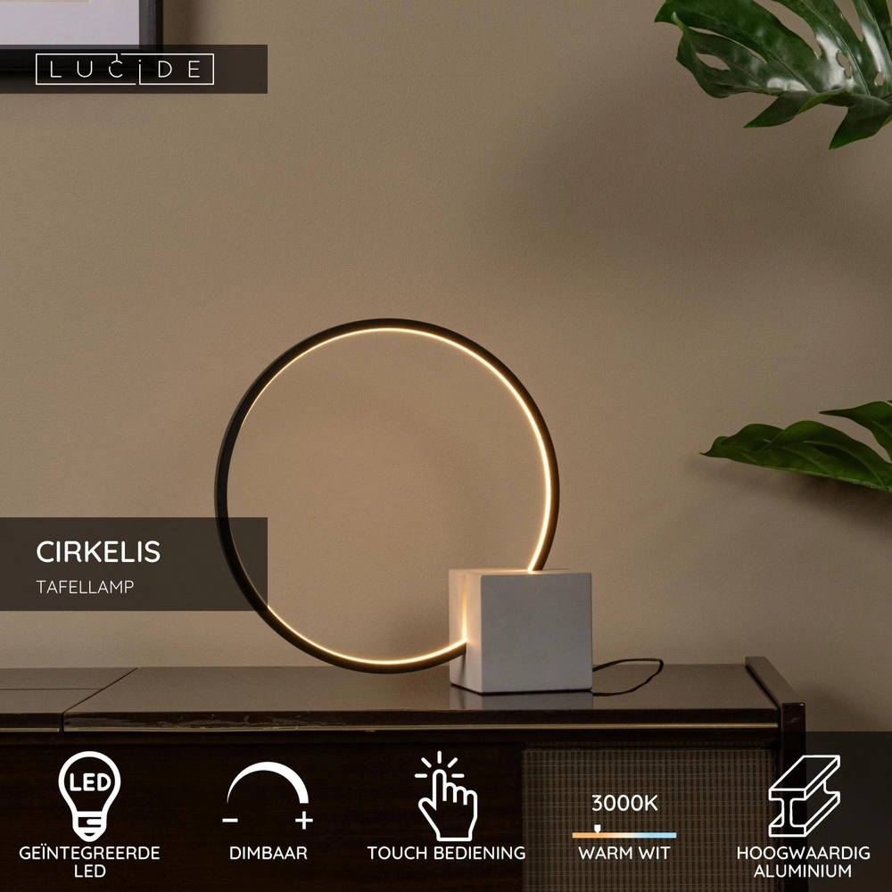 Black table lamp Cirkelis round Ø 32cm Lucide 5411212051677