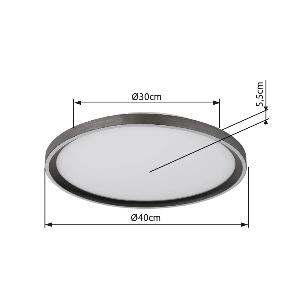 Sleek ceiling light Dublin Ø 40cm grey Globo 9007371447084
