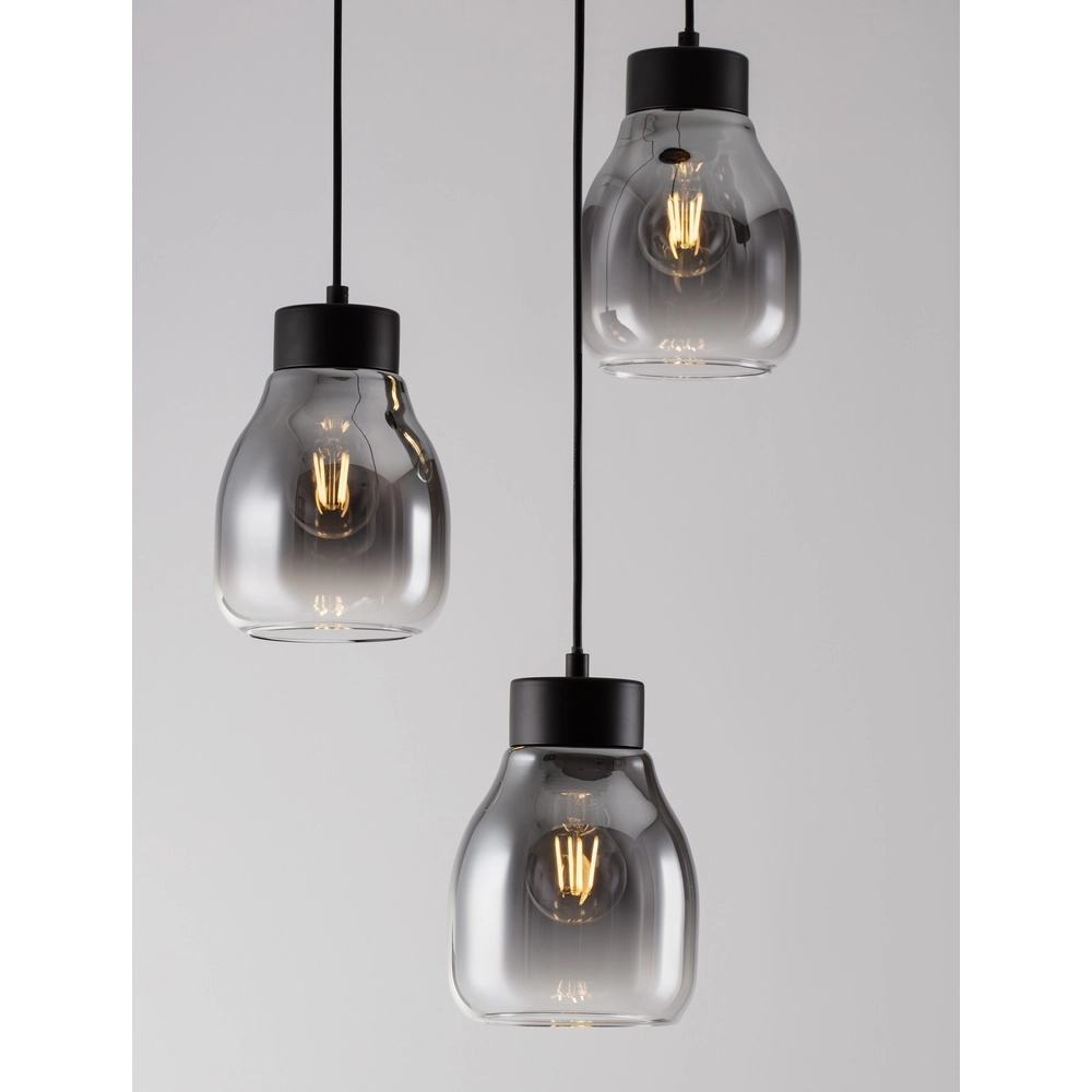 Pendant lamp Blacu 3-light black round Lyora 5212017447487
