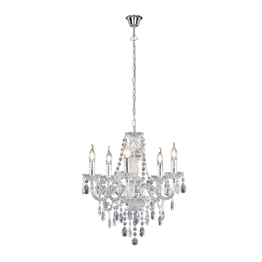 Chandelier Luster Crystal 52cm 5-light gray