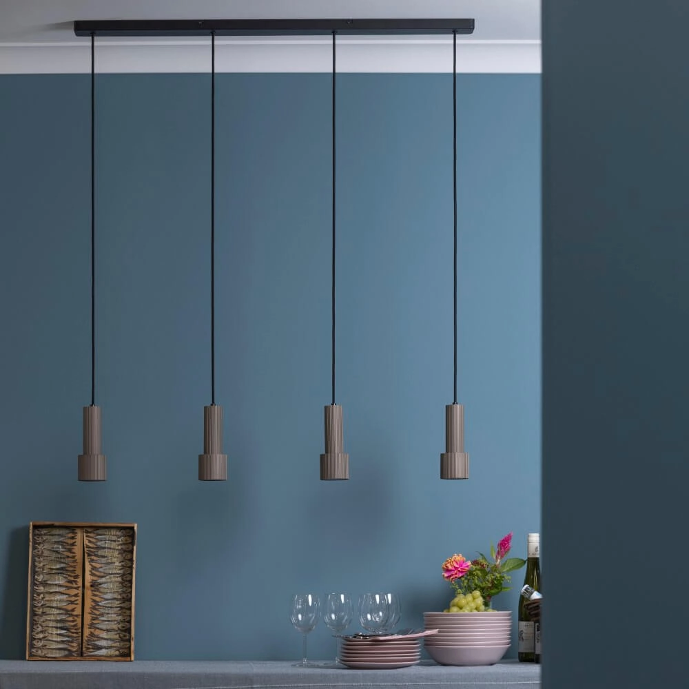 Hanging lamp straight Cadiz 4-light black with bronze Brilliant 4004353446948