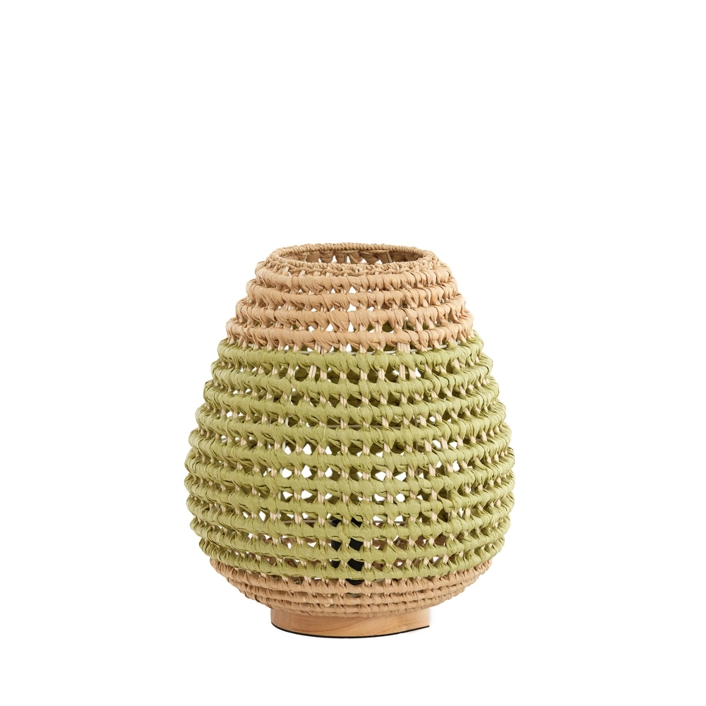 Rattan table lamp Kalipa Ø 32cm - green rattan