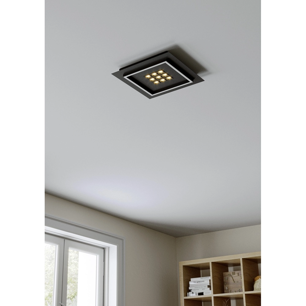 Modern led ceiling light Balazote 36x36 cm - black Eglo 9008606312719