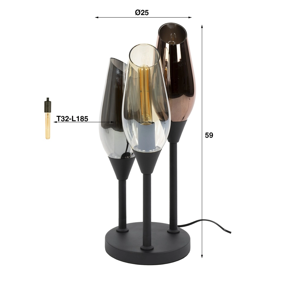 Glass table lamp Cocoon 3x E27 - 59cm Lyora 8716803511859