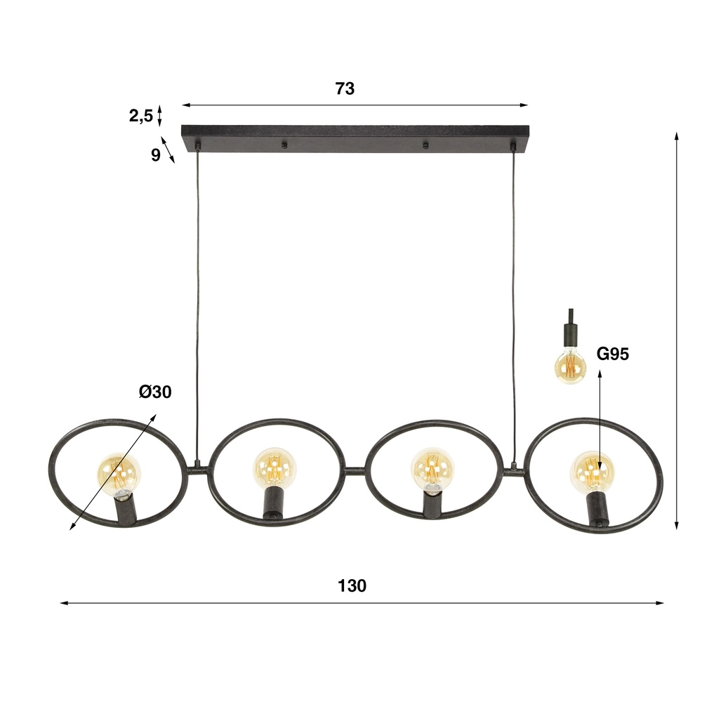 Design pendant lamp Loop black - 4x E27 Lyora 8716803511057