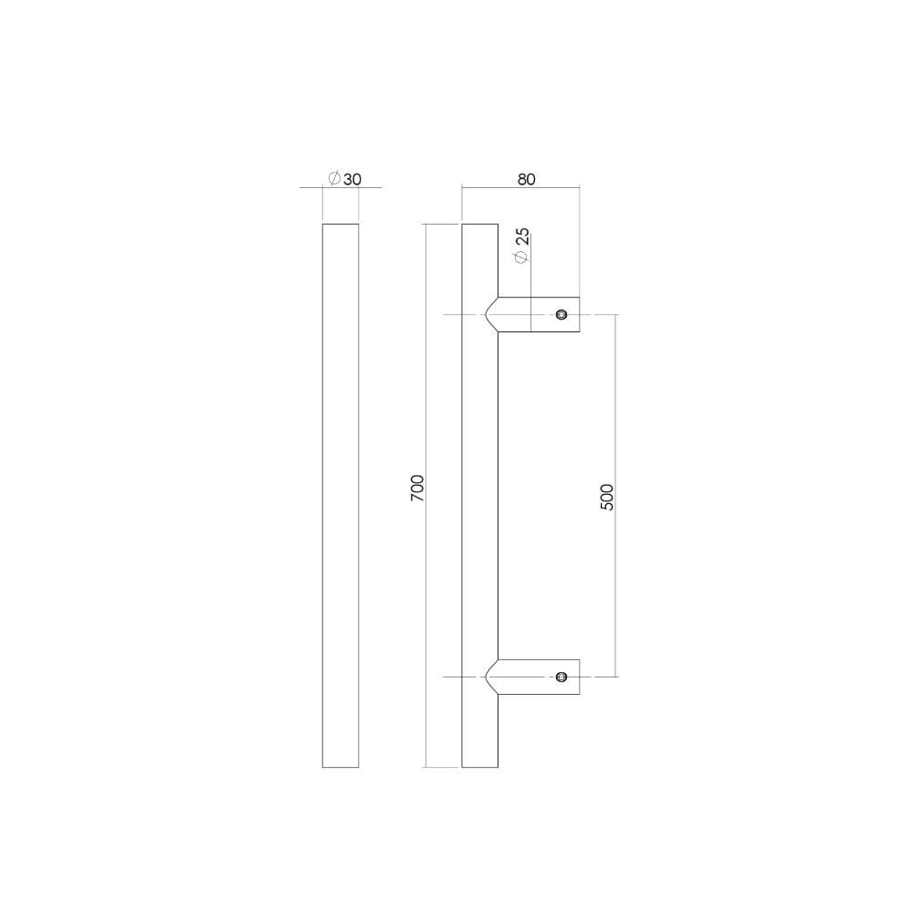 Door handle T-shape Gripon 70x8cm stainless steel Intersteel 8714186465004