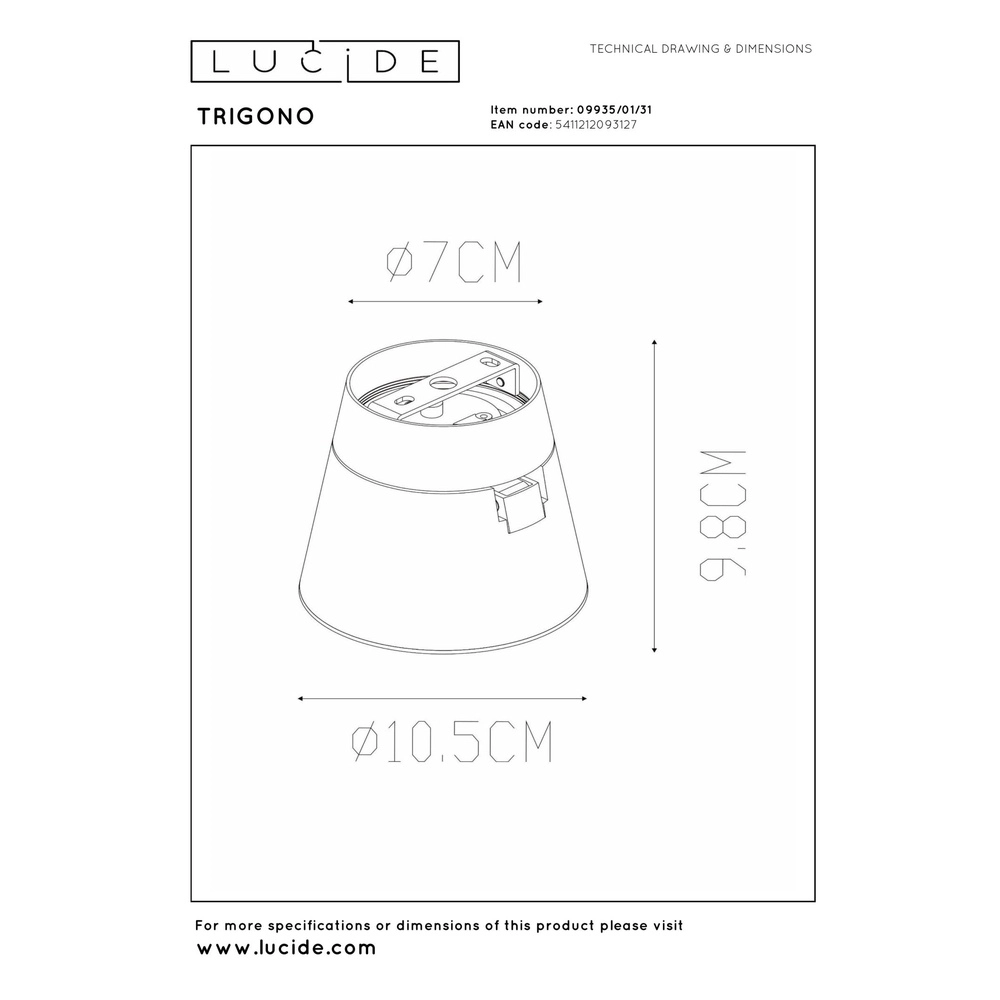 Ceiling spotlight Trigono only white Lucide 5411212093127