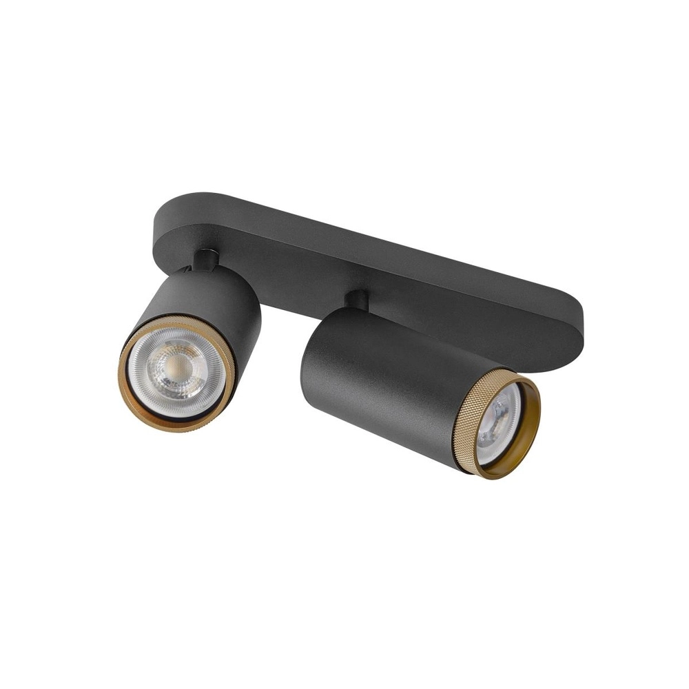 Surface-mounted spot Grip! L 2-light black with gold ring SLV 4024163304399