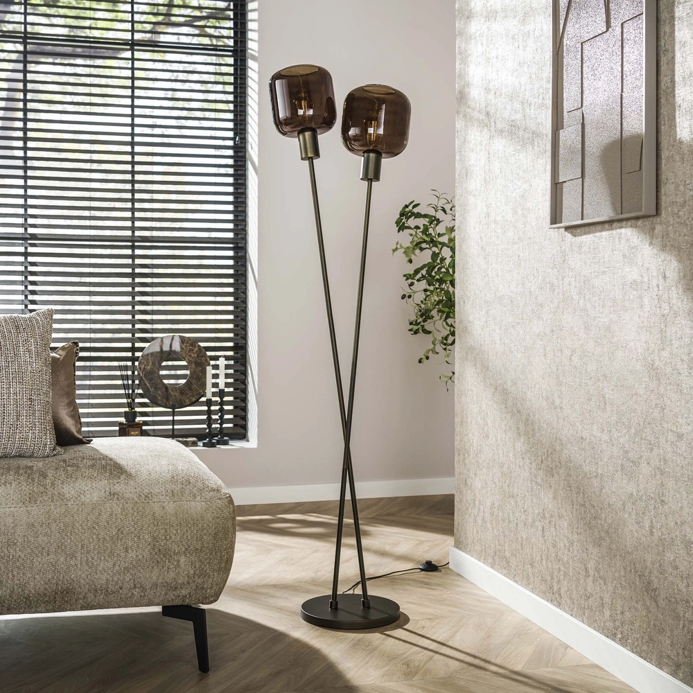 Design floor lamp Bronza Sienna brown - 2x E27 Lyora 8716803513426