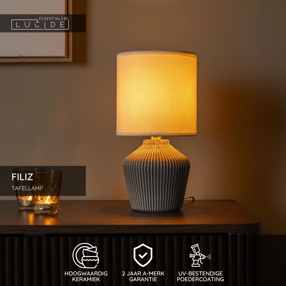 Beautiful table lamp Filiz Ø 16cm taupe Lucide 5411212470355