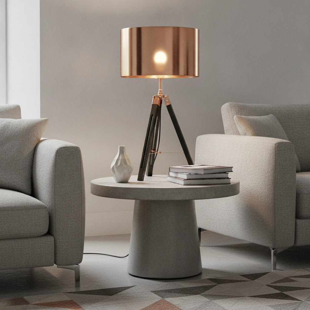 Tripod table lamp Jewel 67cm black with red copper