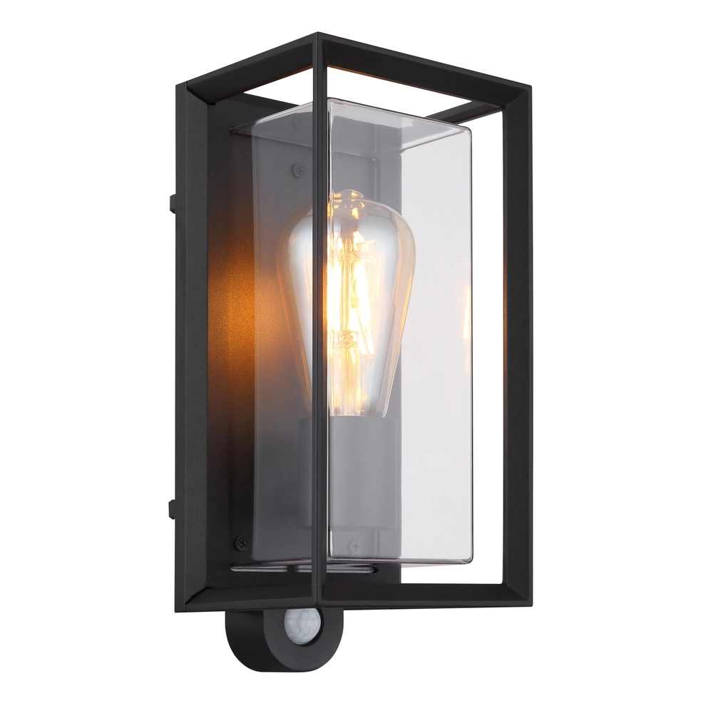 Outdoor wall lamp Logana Black with sensor