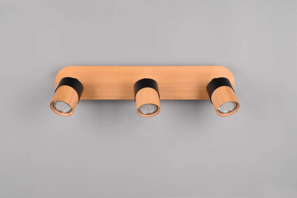 Ceiling lamp wood with black Aruni 3-light Trio 4017807562231