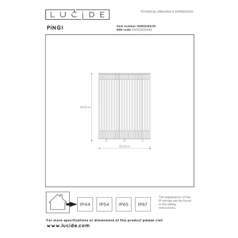 Rechargeable floor lamp Pingi taupe 61.5 x Ø 33.5cm Lucide 5411212061492