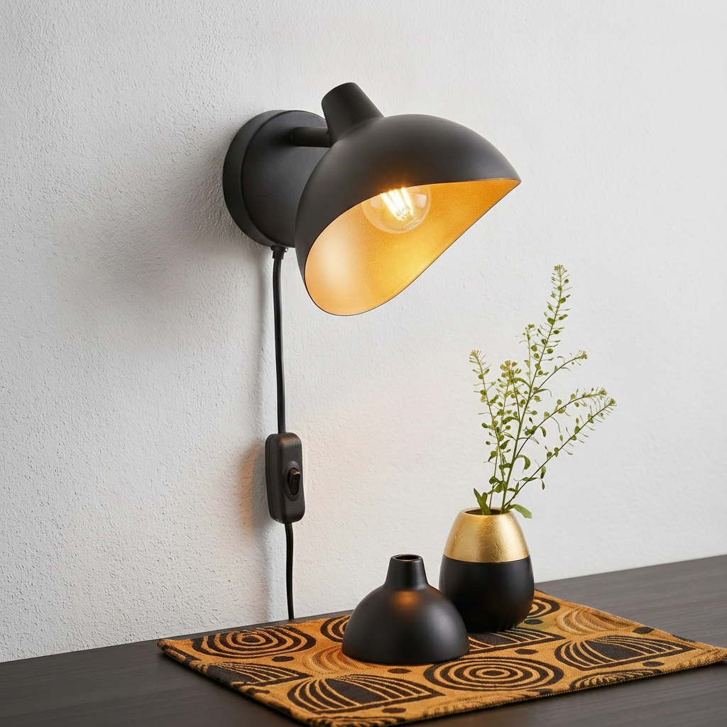 Wall lamp Geti Black with gold inside