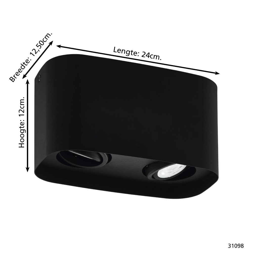 Black surface-mounted spotlight Arenzano 2-light Eglo 9002759310981