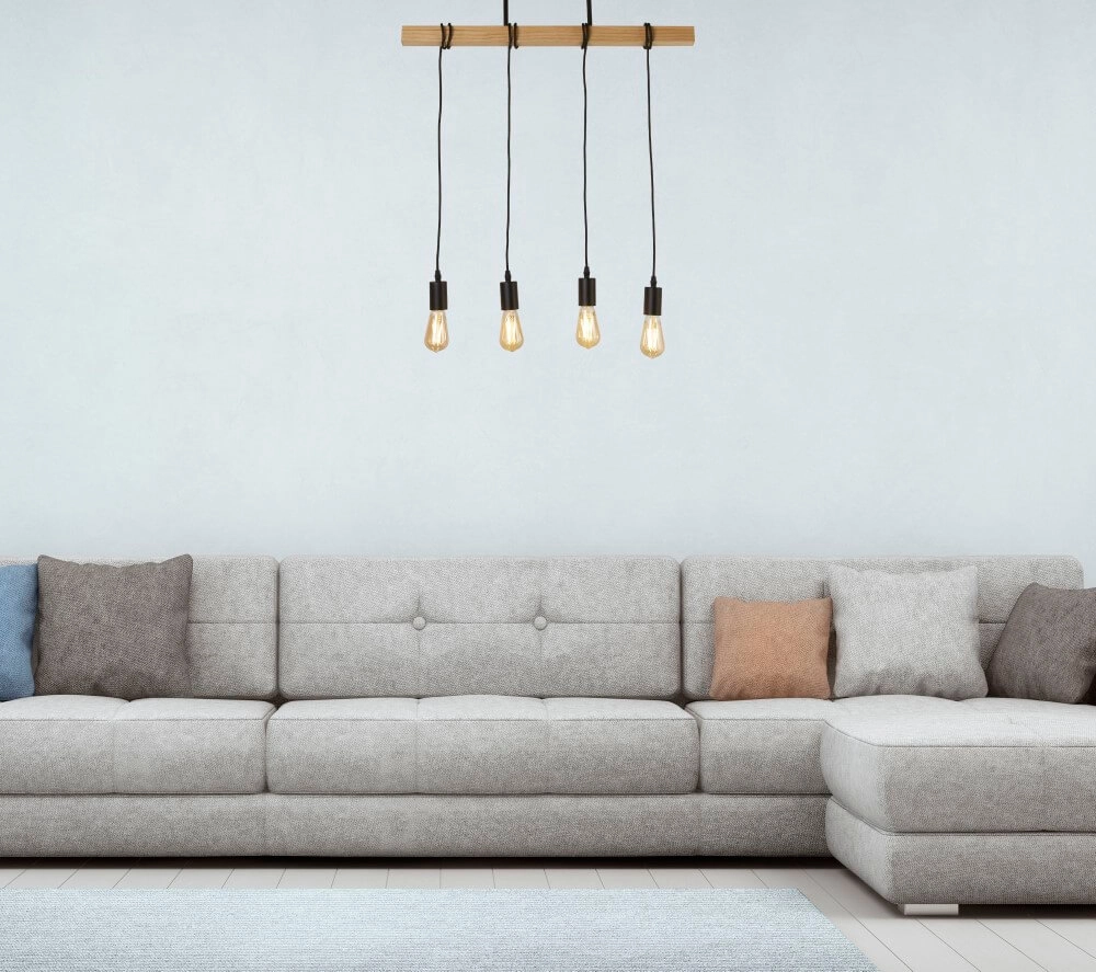 4-light pendant lamp Woody with wood Searchlight 5053423206400