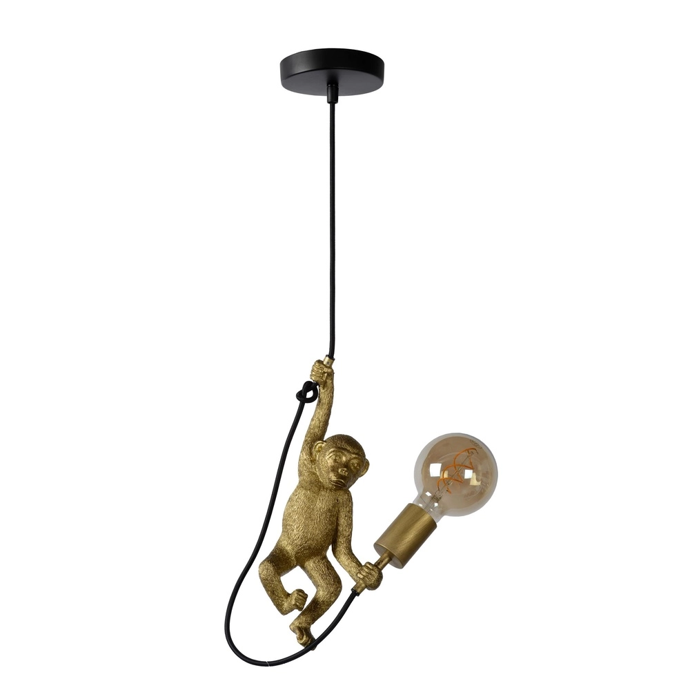 Pendant lamp Extravaganza Chimp monkey black with gold