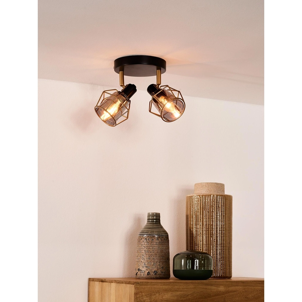 Ceiling lamp Nila 2-light black Lucide 5411212770981