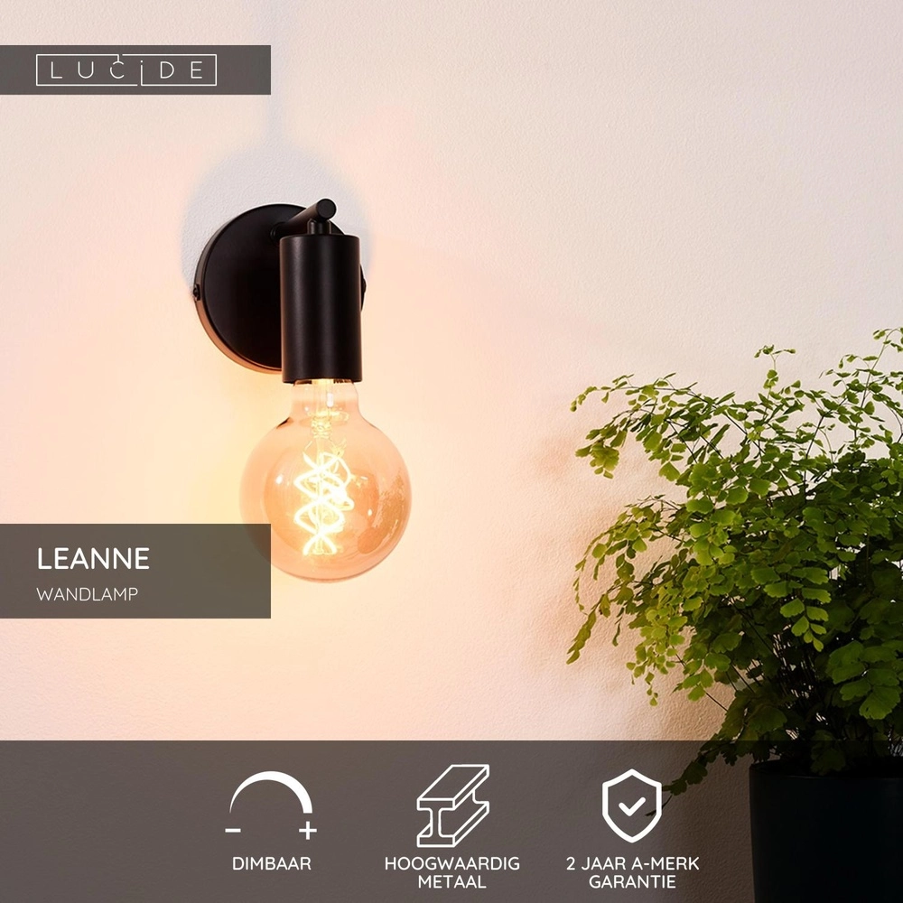 Wall light Leanne Black Lucide 5411212211088