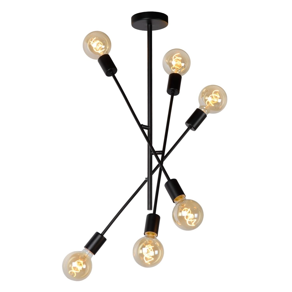 Ceiling lamp Lester black 6-lights Lucide 5411212211033