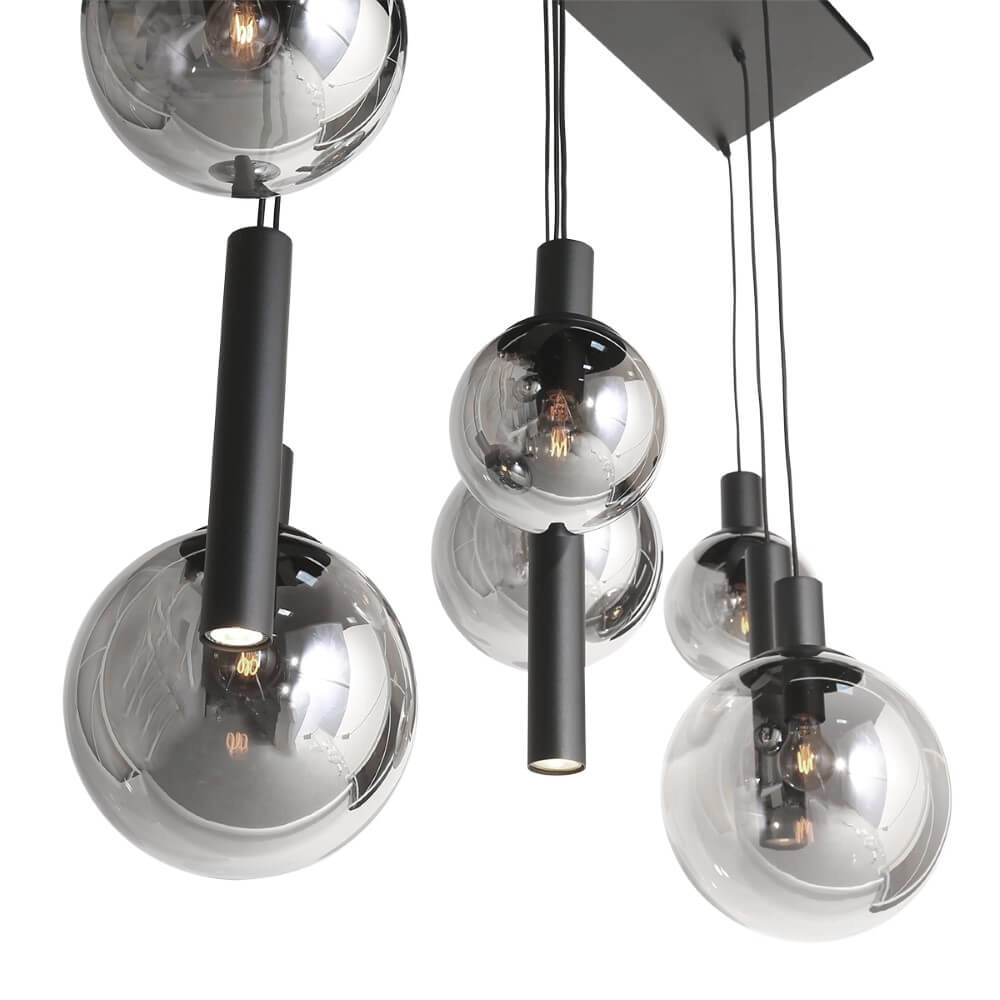 Dining table hanging lamp Bollique black with smoked glass Steinhauer 8712746172973