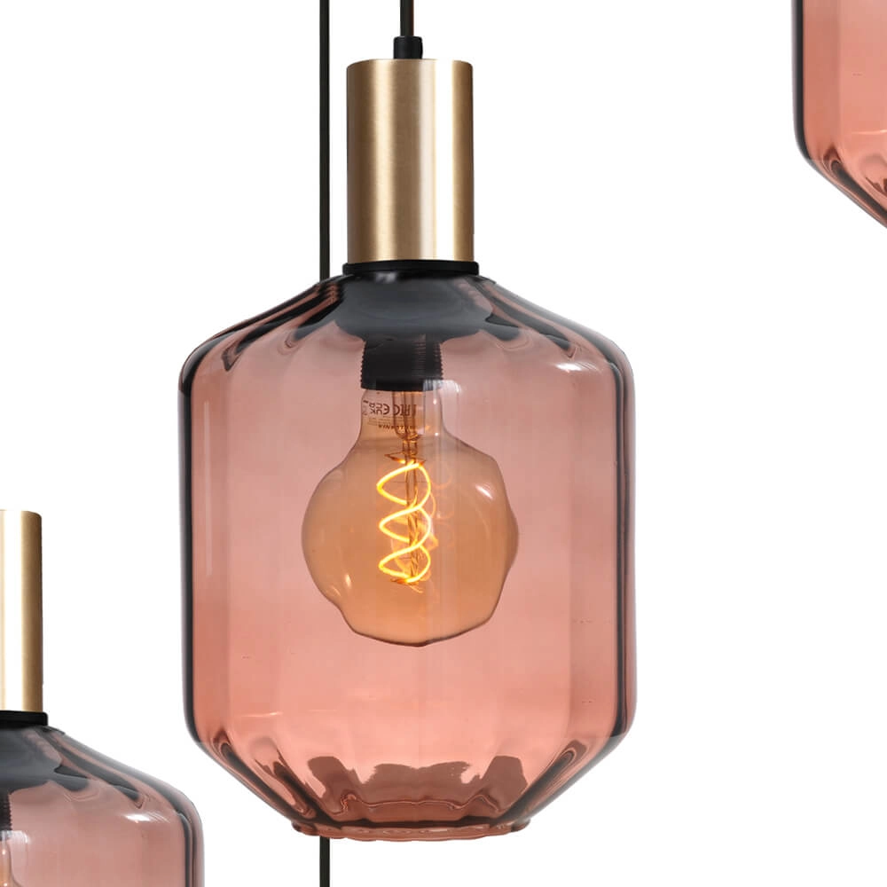 5-light loft hanging lamp - gold - Porto with Jagger red glasses - Ø 24cm Masterlight 8718121271101