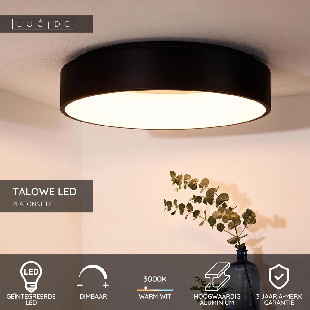 Ceiling light Talowe Led Ø 60cm black Lucide 5411212460646